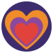 A series of colorful hearts in a circle icon representing your brand foundation.