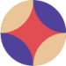 Purple, gold and red colors in a circle icon representing your brand voice.