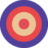 Gold, red and blue bullseye icon representing a company just starting out.